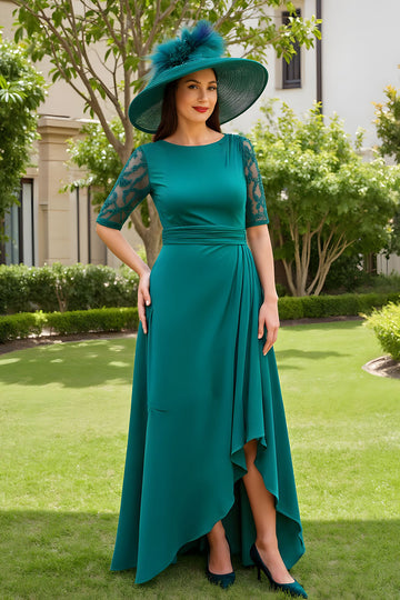 Pin Une Ligne En Mousseline Bateau Col Demi-Manches Robe D’invitée De Mariage